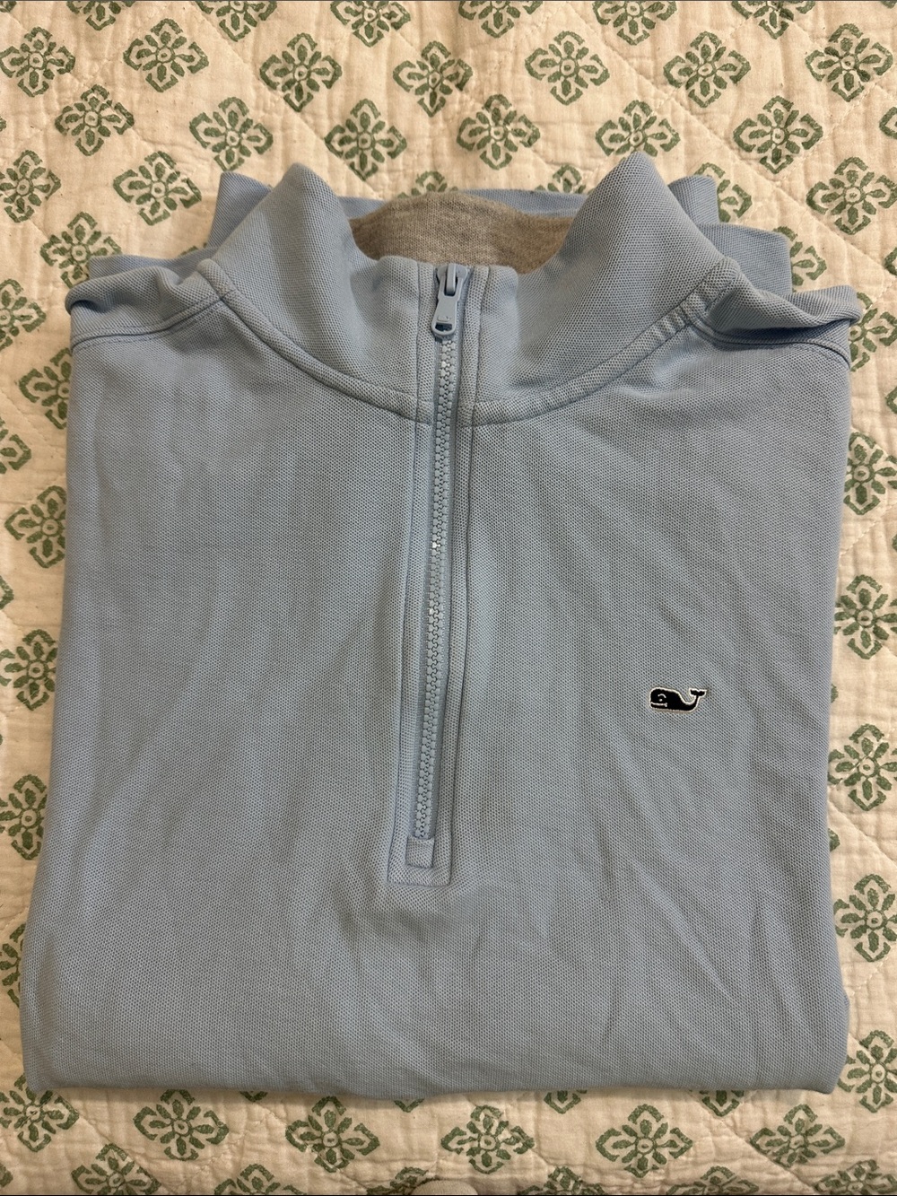 Vineyard Vines Light Blue Half-Zip Pullover with Whale Emblem